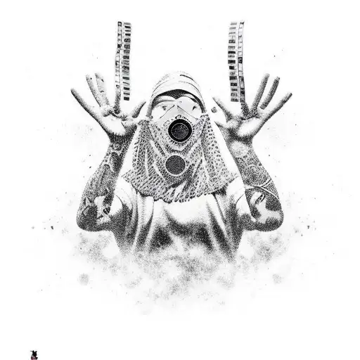 Menschlicher Gangster Mit Skimaske Und Geld