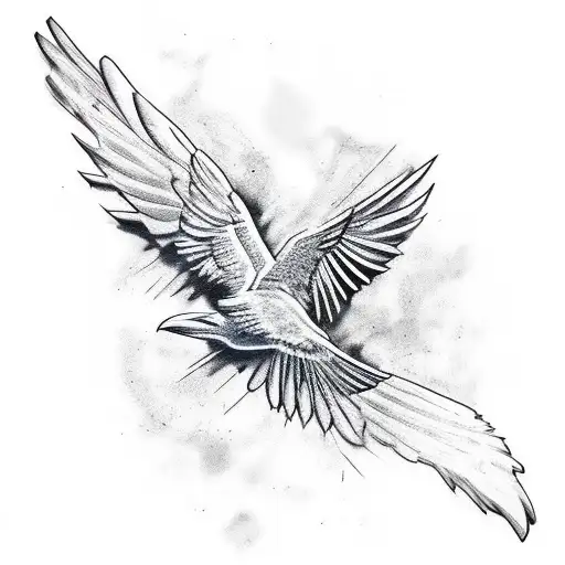 Raven With Open Wings