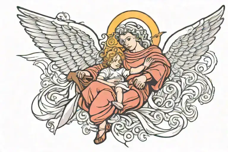 Guardian Angel Carrying His Son