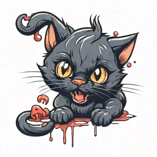 Cute Black Kitten Licking Blood From Its Claws