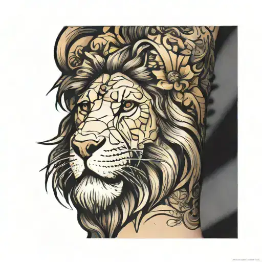 Half Sleeve With Jesus And A Lion