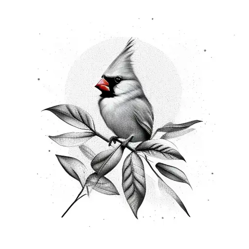 Cardinal With Brazillian Jasmine Plant