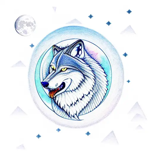 A Wolf Howling At The Moon With Musical Notes Forming The Shape Of Its Body