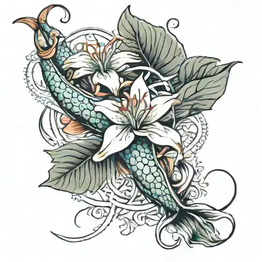 Koi Fish Spider Lilly Flowers