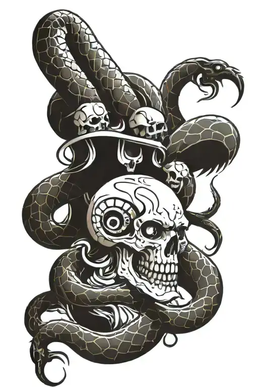 Humanoid Snake With Skulls And Lots Of Eyes On Its Body