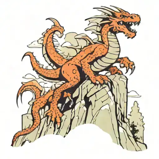 A Dragon Climbing A Cliff