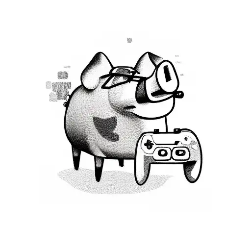 Cartoon Pig Holding A Gaming Controller