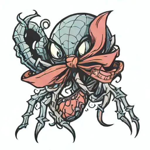 A Creepy Spider With A Cute Bow Tie Inspired By Venom