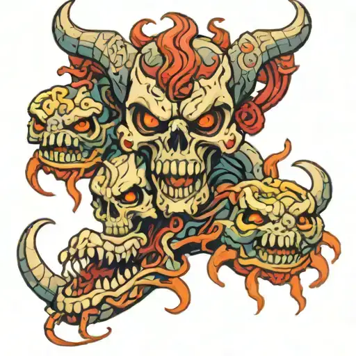 Skulls Snakes Oni Demon