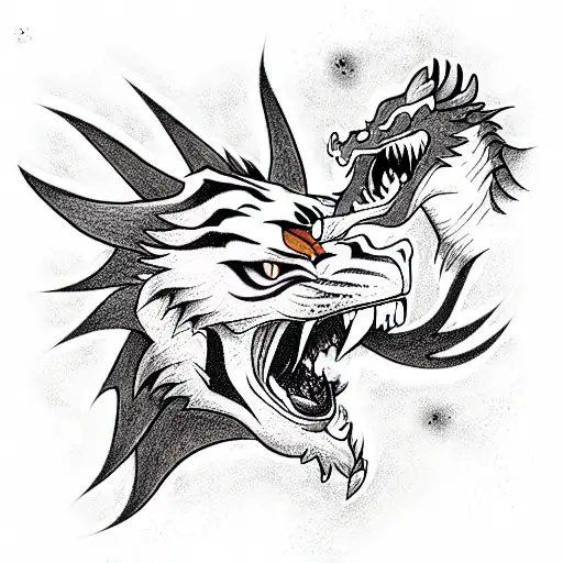 Dragon Fighting A Tiger