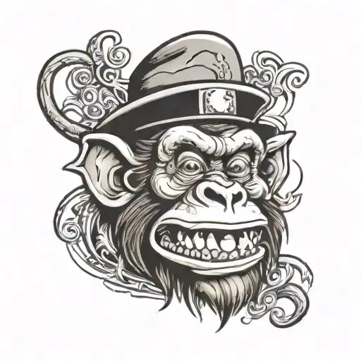 Mad Monkey With Open Mouth And A Hat