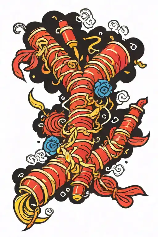 Tradition Chinese Firecrackers Draped Over Shoulder