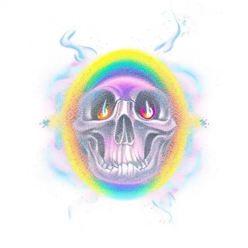 Rainbow Smoke Design With Flame