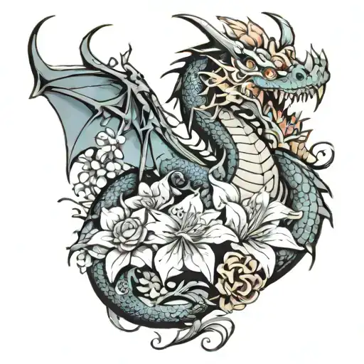 Dragon And Flowers