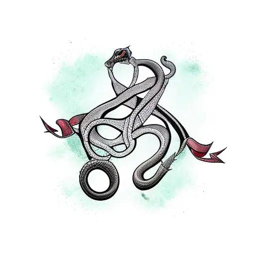 Snake And Dagger With Banner