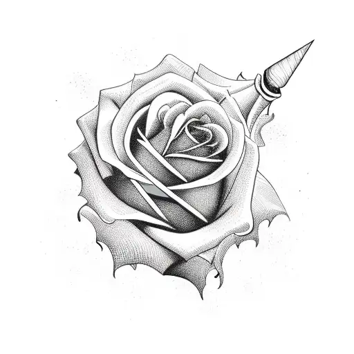 Rose And Dagger With Banner