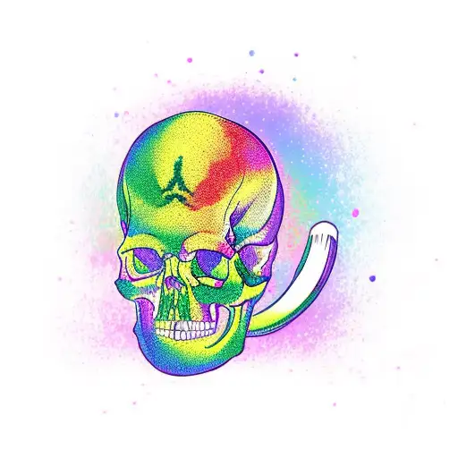 Rainbow Skull With Hemp Leaf
