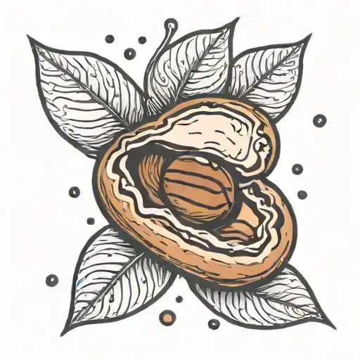 A Single Coffee Bean With Delicate Dotwork Shading
