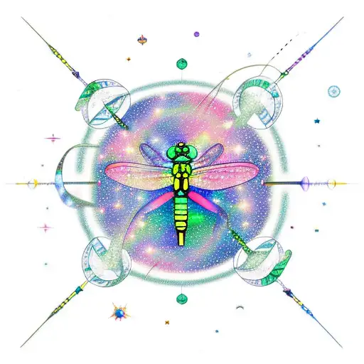 Pisces Constellation With Dragonfly And Saturn In Colors