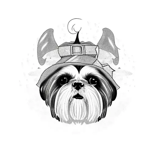 A Shih Tzu Wearing A Witch Hat