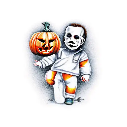 Spooky Baby Michael Myers With Pumpkin