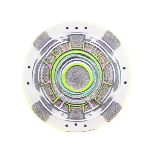 Disc Golf Discs And Car Parts Forming An Abstract Pattern