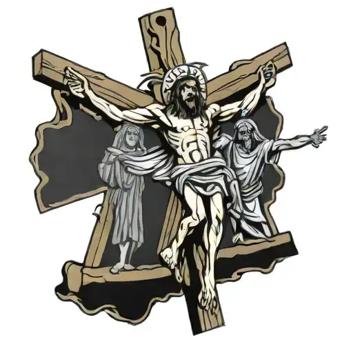 Crucifixion Of Jesus Christ And Dismas And Gestos