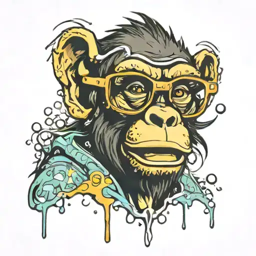 Monkey Wearing Glasses Splashing