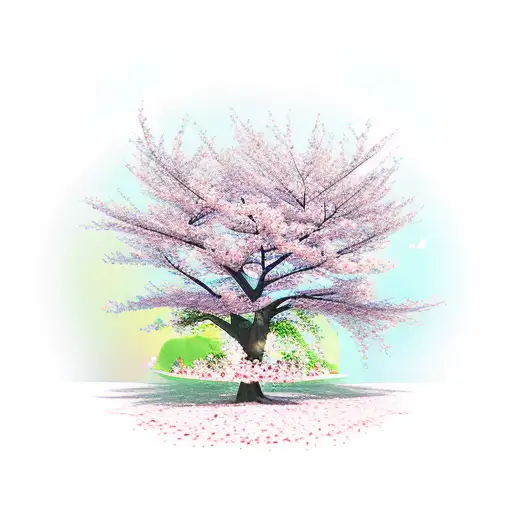 Cherry Blossom Tree With Blooming Flowers