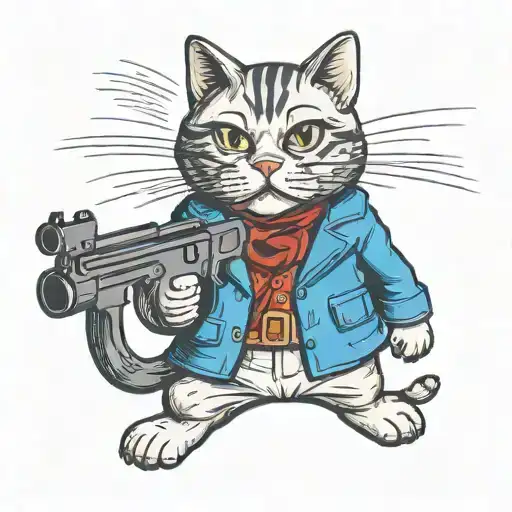 Cat Leopold From Soviet Cartoon Character With Two Pistols