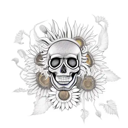 Skull And Sunflowers