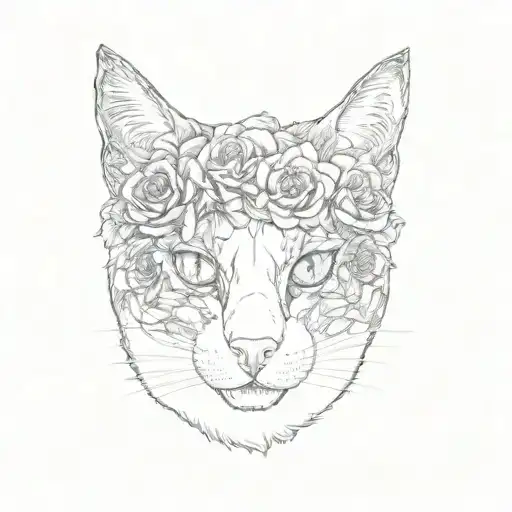 Roses Surround A Cat