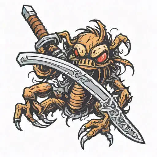 A Tarantula Wielding A Sword In A Video Game Setting