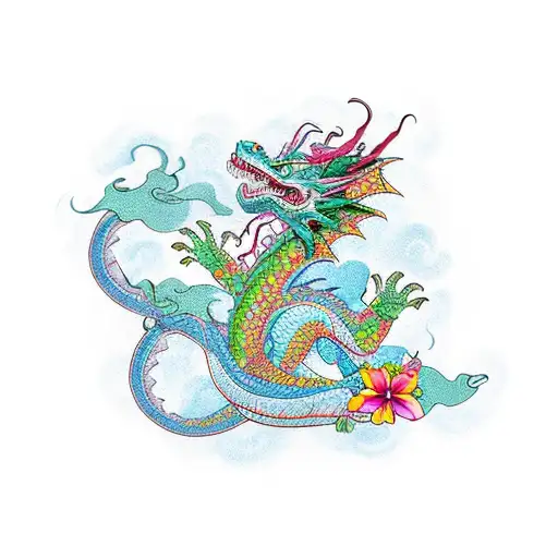 Dragon And Flowers