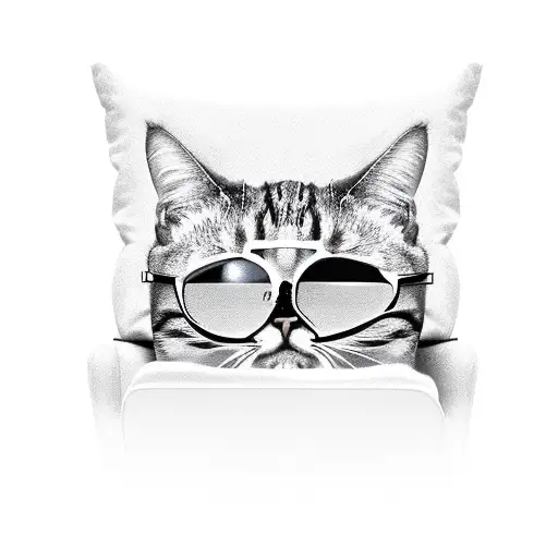 Cat Sitting On A Couch Eating Popcorn With Paw