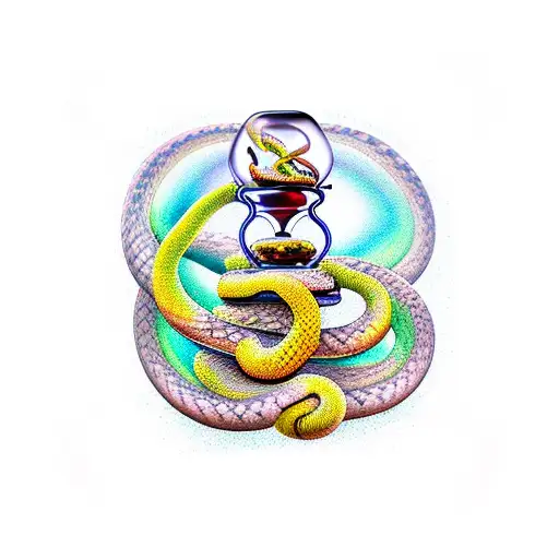 A Coiled Snake Wrapped Tightly An Hourglass With The Wording Momento