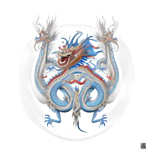 3 Chinese Dragons Intertwined