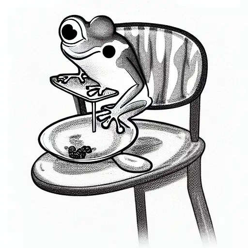 Frog Sitting On A Barstool Eating A Bowl Of Cereal