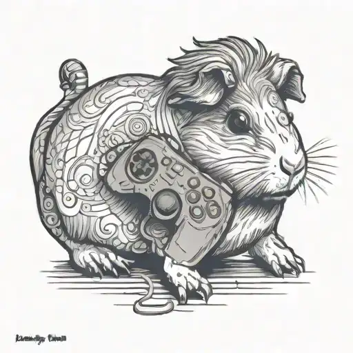 A Realistic Portrait Of A Guinea Pig Playing A Video Game Controller