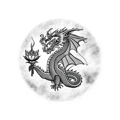 Dragon With Lotus For Sternum