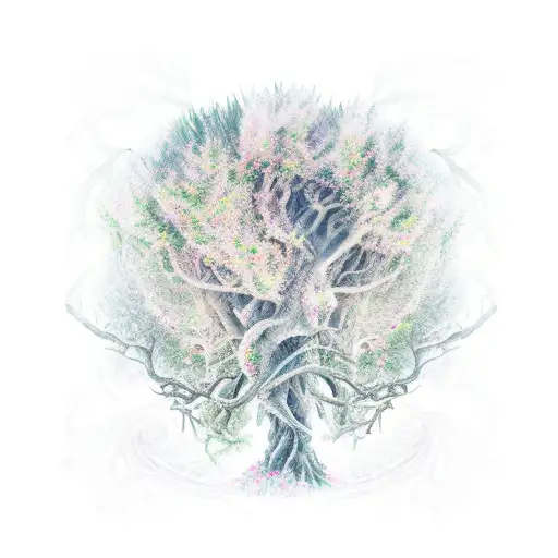 Elderwood Wrapping Tree With Roots And Flower Buds Magical