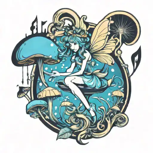 Whimsical Fairy With Mushrooms And Music Notes
