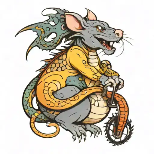 Rat And Dragon Wrapped Together
