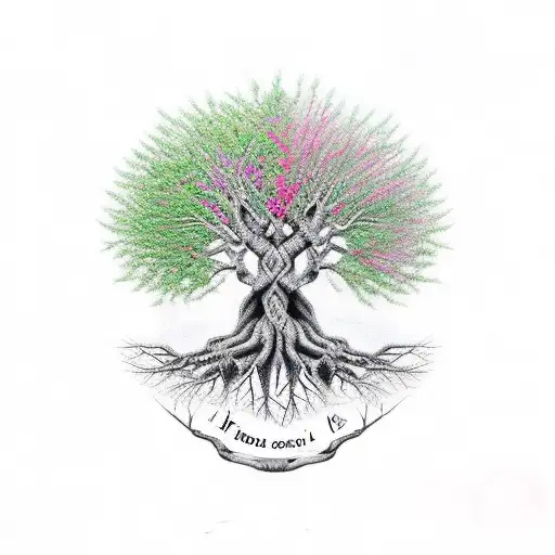 Family Tree With Name In The Roots And Branches