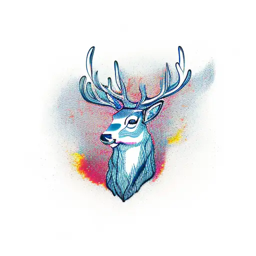 Stag In A Fine Line Style