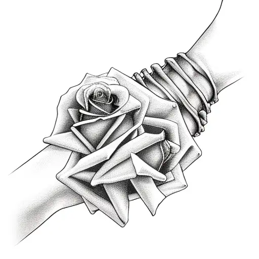 Skeletal Hand Holding A Rose