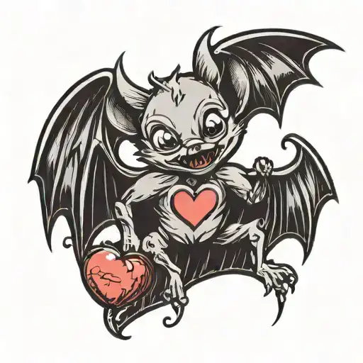 A Cute Bat Holding A Heart