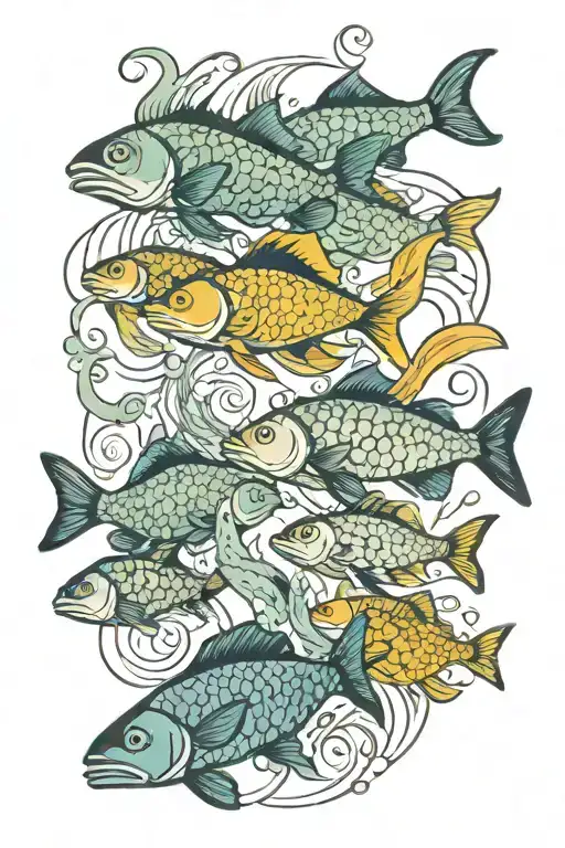 Circle Of Fish Swimming Gracefully In The Deep