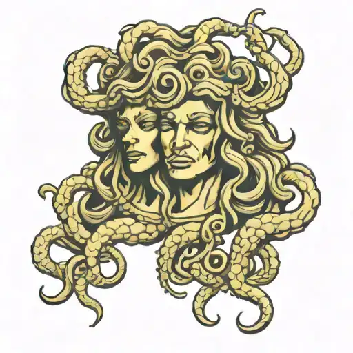 Gorgona Medusa Head Tattoo Holding Hands Holding Hands