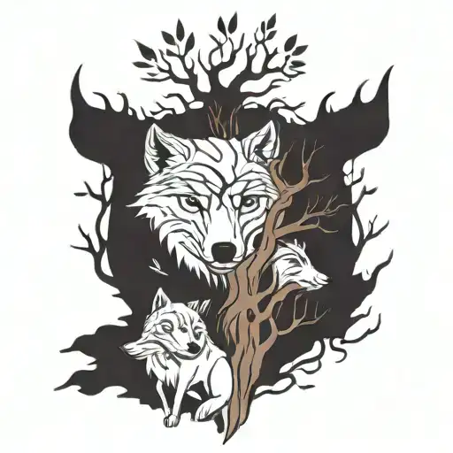 A Family Tree With Wolves As Branches Symbolizing Unity And Protection